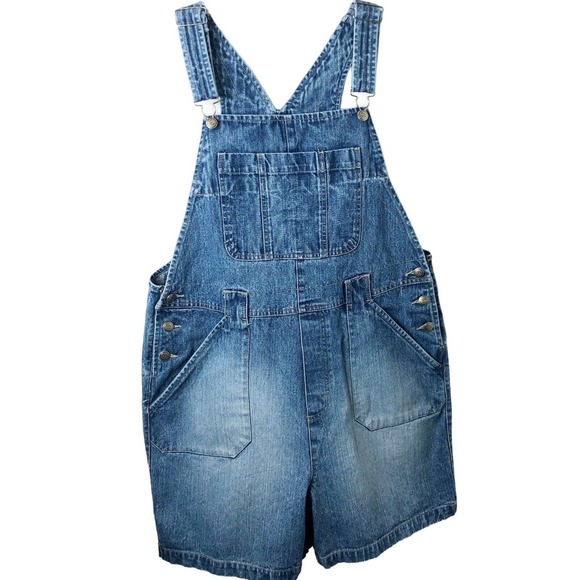 Disney Women's Denim Jean Bib Overalls Shortalls Loose Retro Style Size Large - Picture 1 of 9